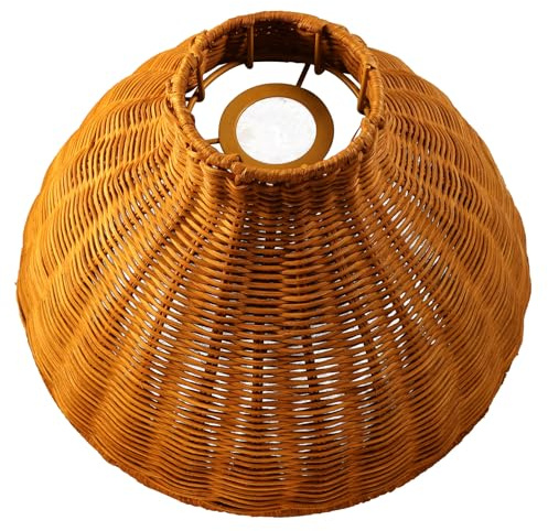 Osasy Boho-Korb-Lampenschirm mit geflochtenem Rattanschirm(ohne Glühlampe)