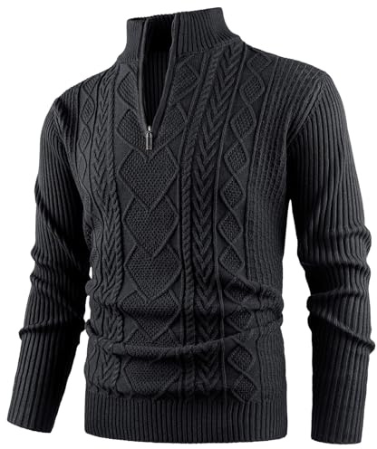 OlyljpinZ Maglione da Uomo con Zip 1/4 Morbido Pullover Collo Alto Invernali Tenere Caldo Maglioni con Cerniera Casual Giacca in Maglia a Maniche Lunghe Uomo Lavorato Dolcevita Classico Sweater