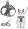 Atmungsaktiv Katzengeschirr - Grau Reflektierend Set, Verstellbar Ausbruchsicher Mit Leine für im Freien (XS)