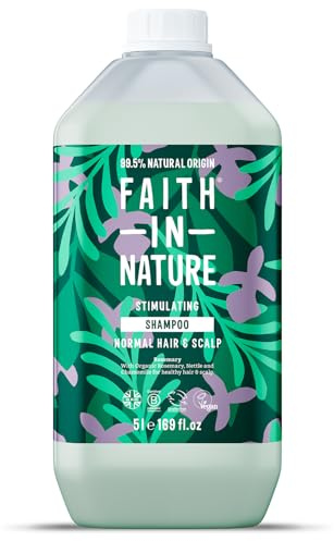Faith In Nature Natural Rosemary Shampoo, Stimulating for Normal Hair & Scalp, Vegan & Cruelty Free, No SLS, Silciones or Parabens, 5L Refill Pack