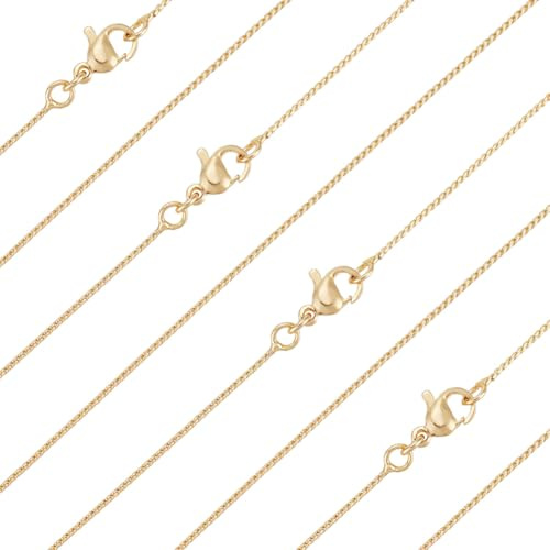 Beebeecraft 1 boîte de 6 chaînes Serpentines pour Femmes Collier en Chaîne Serpent en Laiton Plaqué Or 18 carats 17.72 Pouce (450mm)