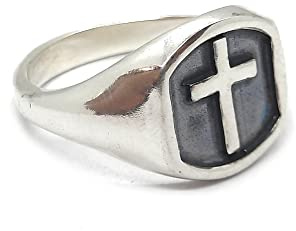 Echtes Sterling Silber herren Ring lateinisches Kreuz massiv punziert 925