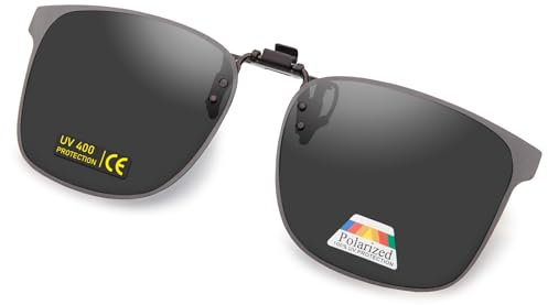 Epavouos Polarisierte Clip-On Sonnenbrille UV400 Anti-Glare Gläser Laser Edge Design Unisex (Schwarz, 47mm*62mm)
