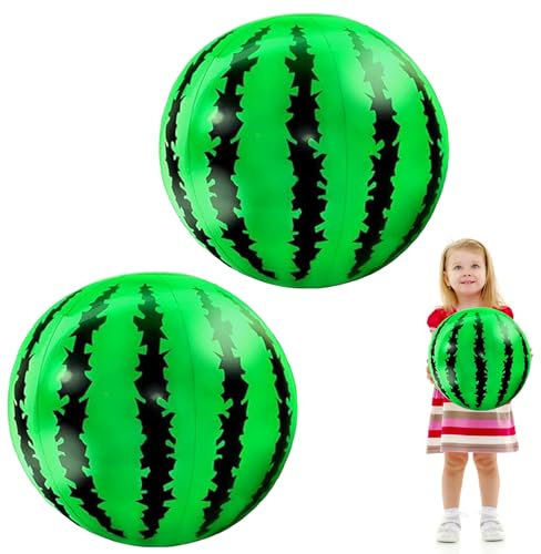 LUYANFX Wassermelonenball Strandball Aufblasbar 2 Stück Wassermelone Ball Wasserball Kinder Wasserbälle Aufblasbar Floating Schwimmbad Spielzeug für Sommer Strand Pool Party (2 Stück)
