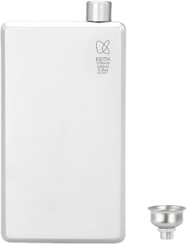 KEITH Titanium Hip Flask 6.76 OZ for Women Men, Squre Pocket Flask Whisky Alcohol Flask with Funnel Leakproof Fit for Camping Hiking Party and BBQ