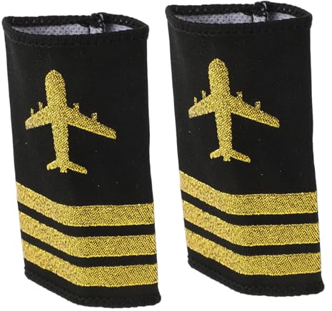 Yardwe 2pcs Airlines Uniform Epaulets Pilot Shoulder Boards with Three Bars Cloth Material for Children and Students Featuring Cute Design for Cosplay and Stage Performance