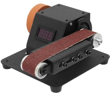 4 IN 1 Mini Tischkreissäge Bandschleifer 0-90° Verstellbar 350W 24V Doppelschleifer Schleifteller Schleifscheibe Stufenlos Einstellbar Geschwindigkeit Volt-Digital-Anzeige 16mm-Sägeblatt Schleifbänder