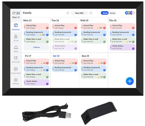 Asixxsix Gráfico de Planificadores y Tareas de Calendario Digital Inteligente de 10.1 Pulgadas, Planificador Familiar de Calendario Electrónico de Pantalla Interactiva de Pantalla Táctil