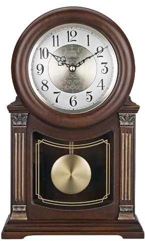 Horloge de cheminée vintage avec pendule – Horloge de table silencieuse à piles pour salon, bureau, étude et chambre à coucher – Ponctualité élégante et design intemporel