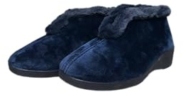 COZSERIES Zapatillas Casa Mujer Cerradas Invierno Suapel Cómodas Calientes Interior Exterior Cuña 3.4cm Suela Caucho Antideslizante Ligeras Señora Mayor Diario Regalo Térmico Invierno 750N MARINO-38