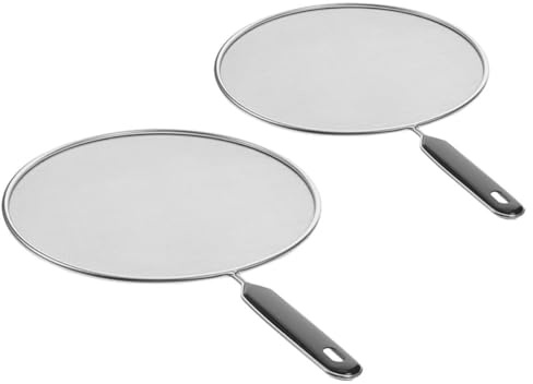 Healeved 2 Pezzi Copertura Anti-Schizzi D’Olio in Acciaio Inox 25+33 CM Schermo Antispruzzo per Padelle e Pentole Protezione Cucina da Schizzi Caldi e Trabocco Accessorio Cottura