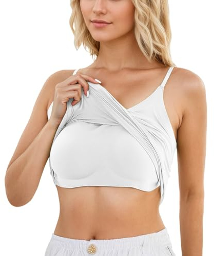 MaNMaNing Caraco Femme Avec Coques Top Coque Amovible Bretelles Réglables Coupe Près Du Corps Idéal Superposition Soutien-Gorge Intégré Débardeur Femme Été