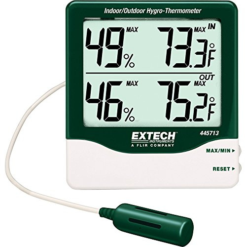 Extech 445713 Big Digit Indoor Outdoor Hygro-Thermometer - Large LCD, Temperature & Humidity Display, Min/Max Tracking, Comfort Level Icons, Wall or Desk Mount, Accurate Digital Sensor