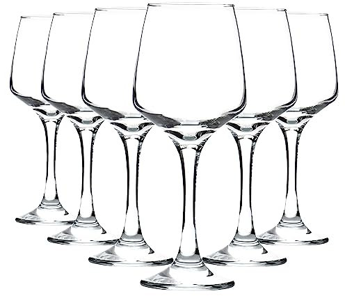 Argon Tableware White Wine Glasses Set of 6-295ml - Tallo Collection - Large Dishwasher Safe Red Wine Glasses Set for Restaurant, Hen Party, Celebrations