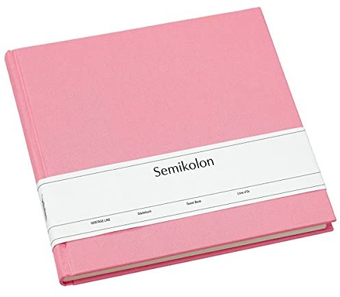 Semikolon 360366 Gästebuch - 25 x 23 cm - mit 180 blanko Seiten zum Selbstgestalten, Lesezeichen - flamingo rosa