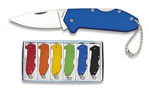 Set 6 Navajas Aluminio Colores para Caza, Pesca, Camping, Outdoor, Supervivencia y Bushcraft Albainox 18240 + Portabotellas de regalo