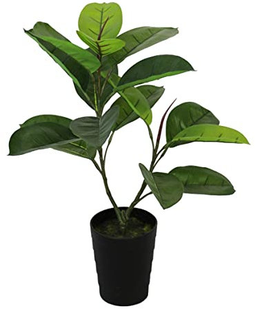 Seidenblumen Roß Gummibaum 55cm LA Kunstbaum Dekobaum Kunstpflanzen künstlicher Baum Ficus Elastica