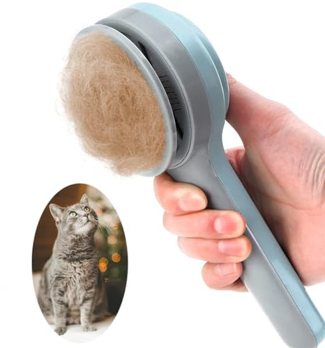 Katzenbürste, Selbstreinigend Zupfbürste Verbessert Entfernt Unterwolle Hundebürste Hundebürste Katzenbürste Kurz bis Langhaar Geeignet Sanfte Katzenbürste Zupfbürste Aufgewertet (newblau)
