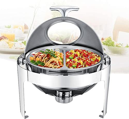 UZOURI Calentador para Buffet, Chafing Dish Servidor de Buffet, 6L Calentadores de Comida y de Platos para Bufé, Bufés, Banquetes, Fiestas en Casa