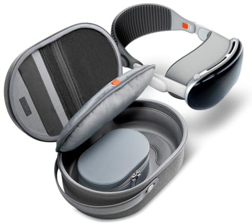 Spigen Klasden Tragetasche mit Hartschale Entworfen für Apple Vision Pro Premium Pouch mit Ledergriff und Abnehmbarer Innentasche für Zubehör, Perfeckter Schutz - Charcoal Gray