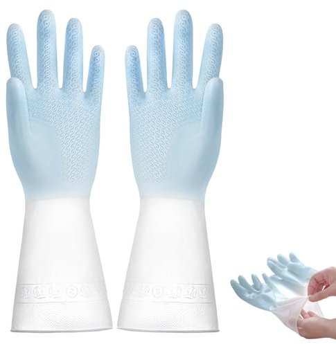 Fulenyi Gants en Caoutchouc, Gants de Vaisselle de Cuisine, Gants de Cuisine en Caoutchouc, Gants de Nettoyage de Vaisselle en Caoutchouc imperméables pour la Vaisselle et Les tâches ménagères