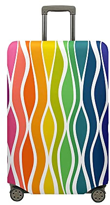 Highdi Funda para Maletas, Funda Maleta 18-32 Pulgadas, Degradado Arco Iris Anti-Polvo Cubierta de Equipaje, Lavable Anti-Rasguños Funda Protectora Maletas (Onda,L(25-28pulgadas))