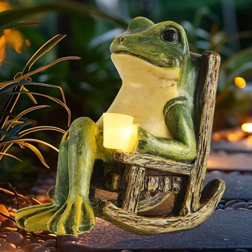 Figurine de grenouille solaire - Décoration de jardin - Avec lampe - Statue d'extérieur - Accessoire de jardin féérique pour terrasse, maison, pelouse - Cadeau