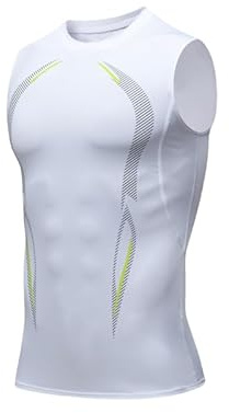 HDAKDDHG Compression Underwear Tank Top Men's Compression Shirt Men's Body Shaper Quick Dry Sleeveless Muscle Shirt Functional Base Layer Sleeveles-M White