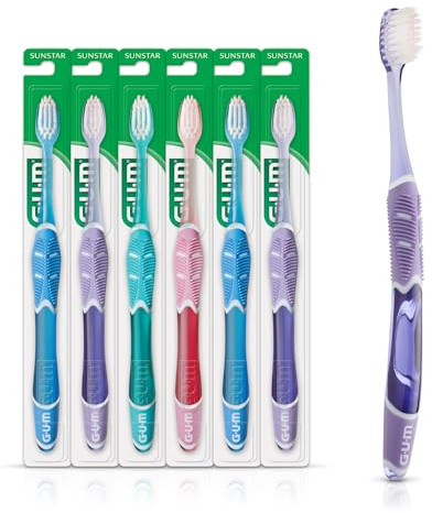 GUM Sensitive Clean Technique Toothbrush, Compact Head, Ultra-Soft Tapered Bristles for Adults with Sensitive, 1 Count (Pack of 6)