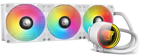 TZMRIT TK1 Farbiges Licht Aio Wasserkühlung CPU Kühler 800-1800RPM PWM Lüfter,Für LGA115X/1200/1700/1366/2011/2066,Für FM2/FM2+/AM3+/AM4/AM5 (360 White)