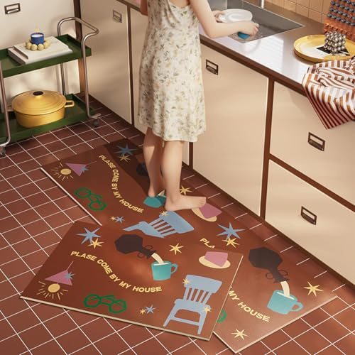 Alfombra Cocina 50X80Cm+50X160Cm Silla Azul Modernas Lavables Alfombras De Cocina Antideslizantes, Antiincrustante, Duradero,Anti Fatiga para Salón, Dormitorio,Baño, Pasillo