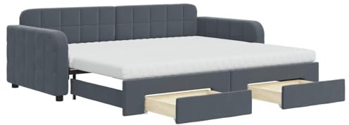 ATOMSTACK MAKER Sofá-Cama Plegable 2-en-1 Gris Oscuro 90 x 200 cm, Con 2 Colchones de Espuma och 2 Cajones Con Ruedas para Almacenamiento – perfekt för salón o Dormitorio