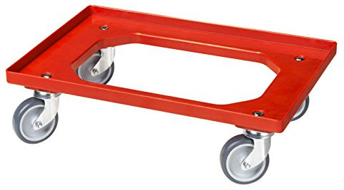 Transportroller für Kisten 60 x 40 cm mit 4 Lenkrollen in rot
