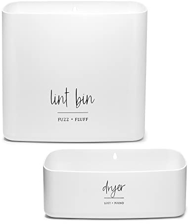 Magnetic Lint Bin for Laundry Room Organization and Storage (2 Piece Set), Waste Holder and Storage Decor, Saves Space with Magnet Mount onto Dryer or Wall Mount Options