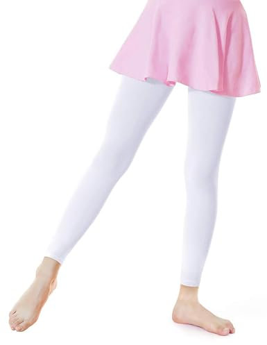Daydance Strumpfhosen für Mädchen und Damen, ohne Füße, für Tanz, Balle, Gymnastik, Weiss/opulenter Garten, 5-8 Jahre