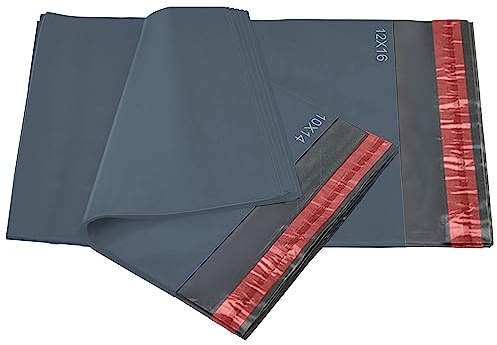 Paquete de 50 bolsas de correo postal de polietileno de color gris mixto, 2 tamaños 25 de cada iSOUL bolsas de envío pequeñas a grandes