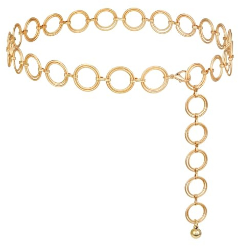 WERFORU Women Chain Belt Multi Layer Waist Chain Metal Belt, Adjustable Chain Belt for Pants Dresses, Metal Link Body Belly Waist Chain