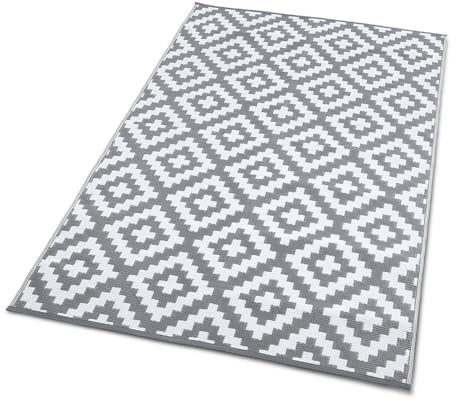 TERRE JARDIN Tapis extérieur rectangulaire réversible - 120 x 180 - Gris