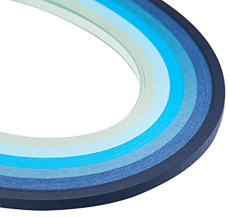 Craftdady 1 200 remsor Quilling pappersremsor 390 x 3 mm gradvis blå för gör-det-själv handgjorda hantverk festdekoration