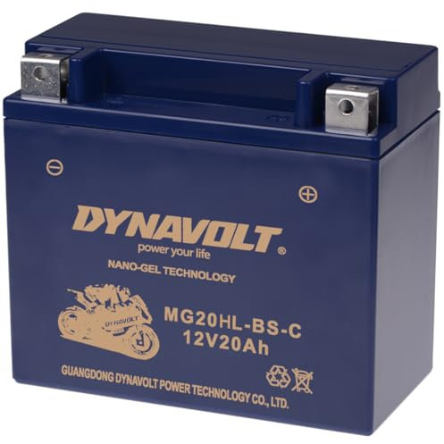 DYNAVOLT - NANO-GEL MG20HL-BS-C Motorradbatterie 12V 20Ah 410A. Ersetzt YTX20HL-BS. Maße: 175x87x154mm. Wartungsfreie Motorradbatterien mit Nano-Gel-Technologie. Ideal für Rennmotorräde