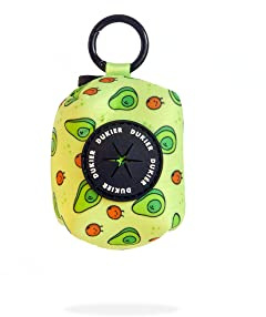 Dukier - Dispensador de Bolsas para Excrementos Perro, Portabolsas de Tela, Accesorio Animales, con Mosquetón, Diseño Avocado