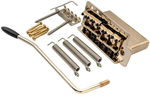 Musiclily Pro 52.5mm Vintage 6-Screw Tremolo Bridge 36mm Solid Brass Block for Squier Strat Style Electric Guitar, Gold