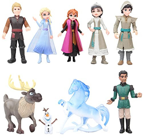 9Pcs Ice and Snow Princess Cake Decoration,Princess Figures Set Action Figures Mini Cartoon Figurines Birthday Cake Decorations For Kids Birthday Decor Ornaments Party Supplies
