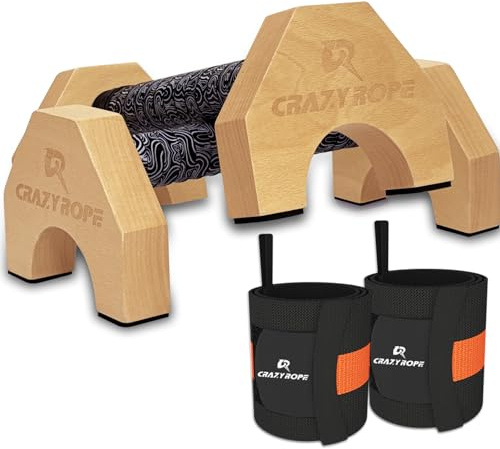 CRAZYROPE Parallettes de Madera Gravity Fitness, Mini Bombas de Mango, Push Ups para Fitness, Gimnasia, Aerobic, Culturismo