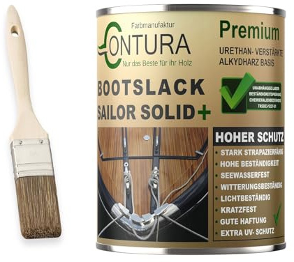Contura Bootslack Premium Yachtlack Glänzend Holzlack Boot Thekenlack Klarlack Außen (2,5 Liter)