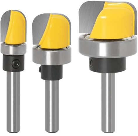 KOMUNJ 3 st. skål och bricka mall fräs bit, 8 mm rund fräs router bits, ihåliga käppfräsar, för skärverktyg, träbearbetning shaker cutter verktyg
