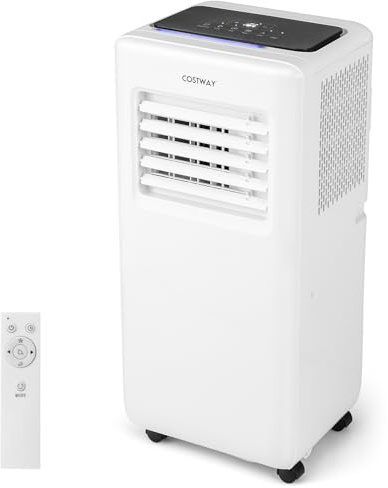 COSTWAY Portable Air Conditioner, 8000 BTU Portable AC Unit with Fan & Dehumidifier, Smart Sleep Mode, 24H Timer, Auto Swing & Window Installation Kit, Cools up to 250 Sq.Ft (8000 BTU)