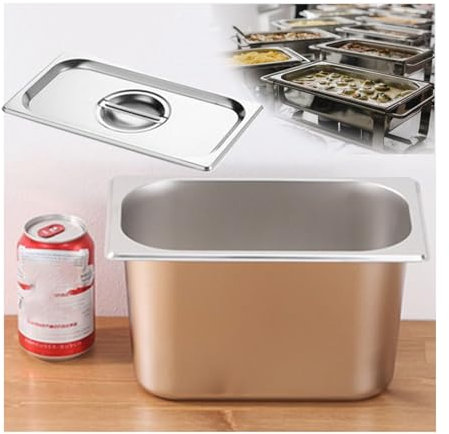 NJDQFA Mahlzeit Zutatenbehälters,Edelstahl Gastro Behälter GN Spülmaschinenfest,Stapelbar Tief Gastronormbehälter,1/3（32.5 * 17.5）,20cm1.2side