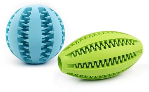 Miaomiao Hundespielzeug Set mit Futterball, Snackball aus Naturkautschuk - Zahnpflege Spielsachen für Kleine, Mittelgroße und Große Hunde