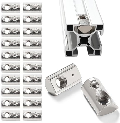 Lyeteung 20 pezzi 30 serie M6 dadi a T roll-in molla a T, rullo semicircolare in scanalatura a T, per European Standard 30 Serie 8 mm profilo di estrusione in alluminio a T